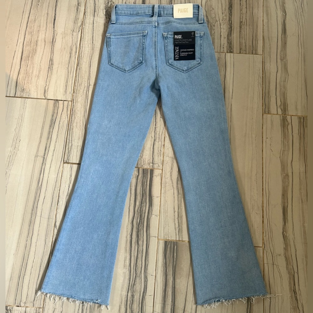 NWT New PAIGE Colette High Rise Light Blue Cropped Flare Stretch Jeans - Picture 3 of 16